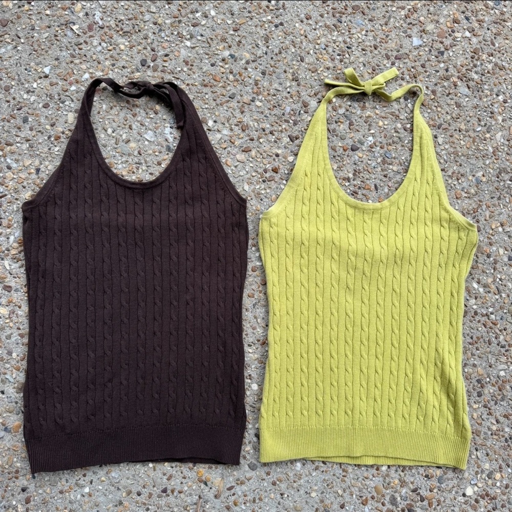 NWOT Bundle Merona Y2K Lightweight Cableknit Tie Halter Tops Size M